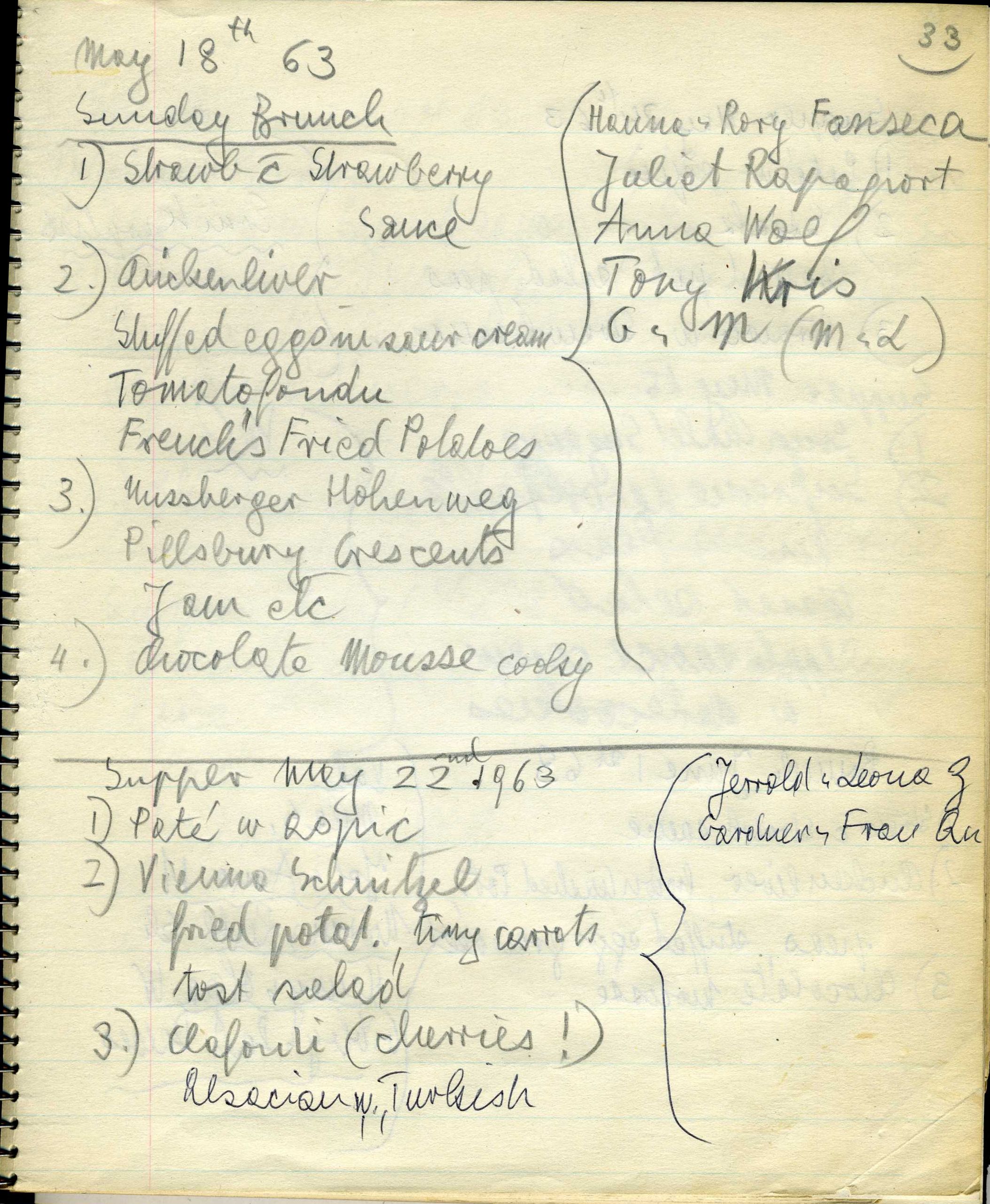 By the 1960s, familiar products like Pillsbury Crescent Rolls make regular appearances in Dr. Bibring's menus.